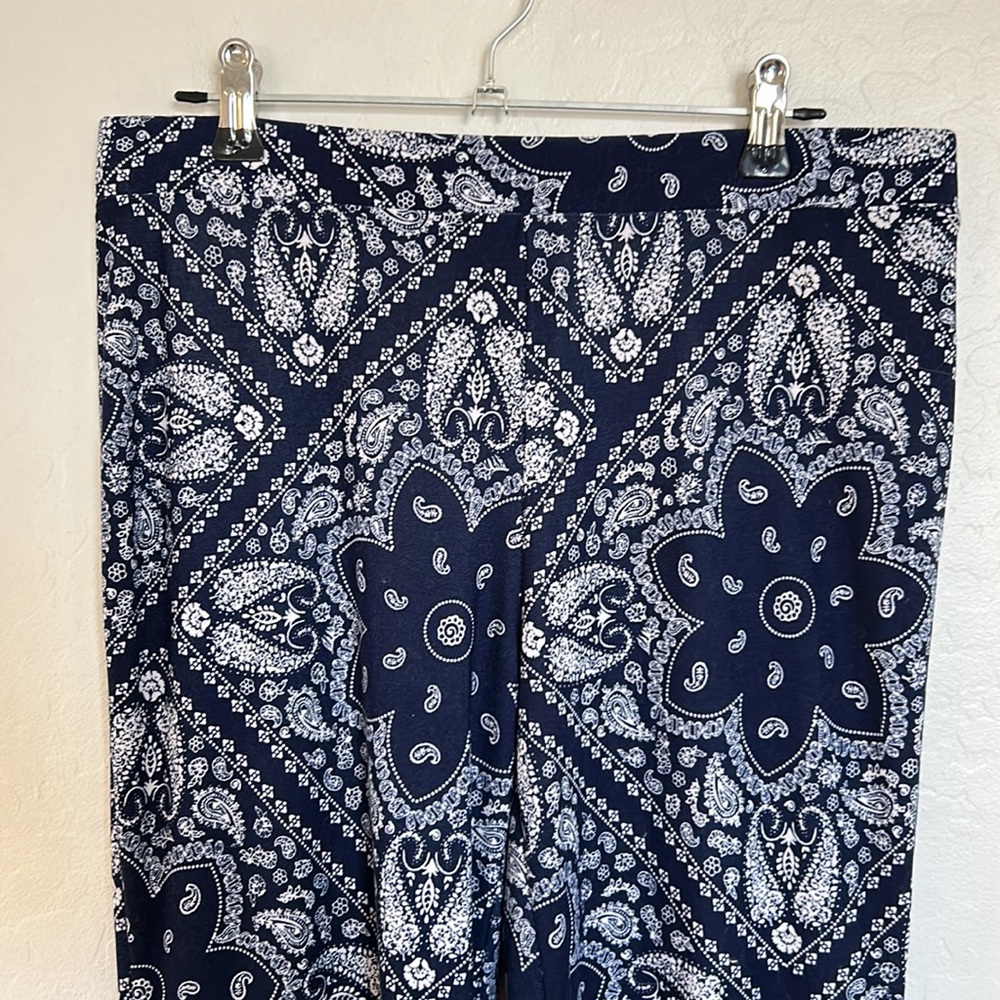 Navy Printed Pants Size Large - Picture 3 of 4
